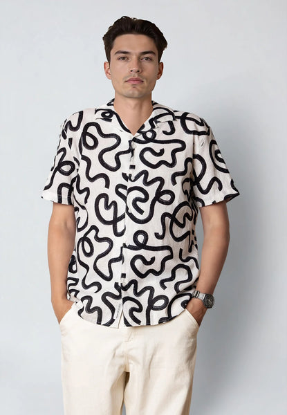 Clean Cut Copenhagen Bowling Cleave S/S Shirt - Navy