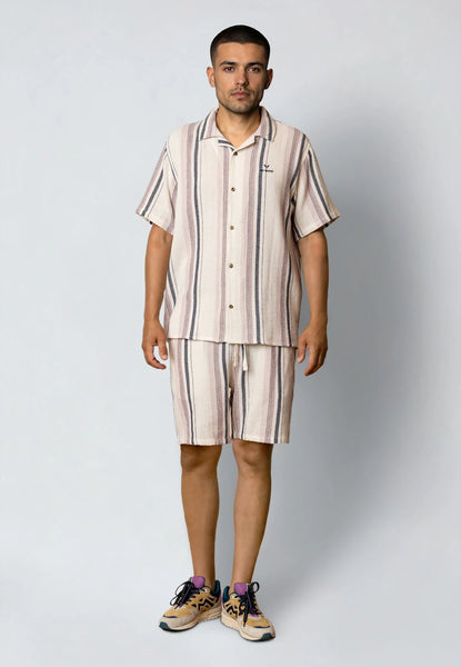 Fat Moose Costa Shorts - Ecru/Violet Stripe