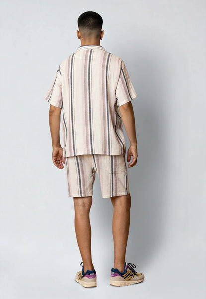 Fat Moose Costa Shorts - Ecru/Violet Stripe
