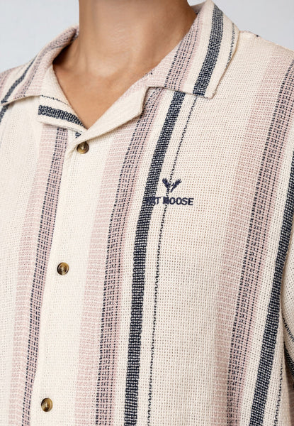 Fat Moose Costa S/S Shirt - Ecru/Violet Stripe