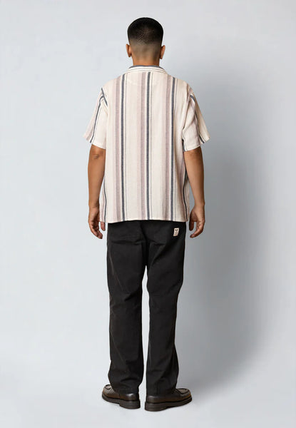 Fat Moose Costa S/S Shirt - Ecru/Violet Stripe
