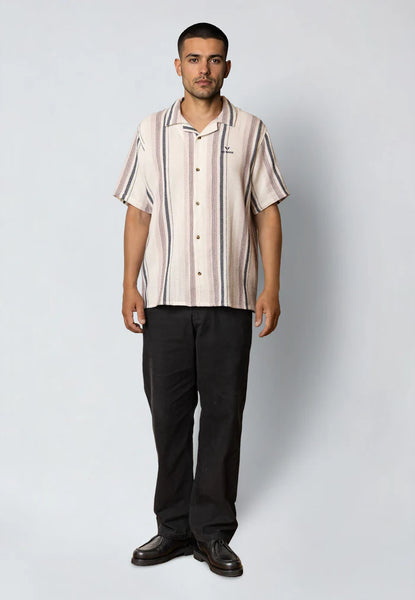 Fat Moose Costa S/S Shirt - Ecru/Violet Stripe