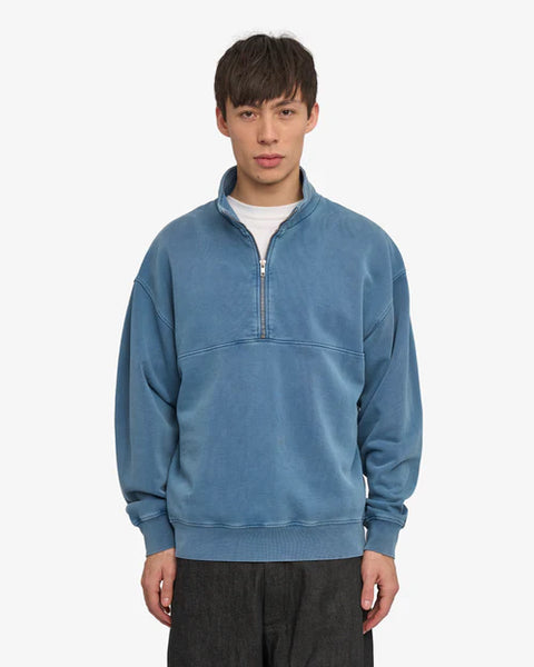 Colorful Standard Organic Mens Quarter Zip Sweatshirt - Faded Indigo
