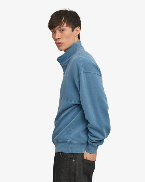 Colorful Standard Organic Mens Quarter Zip Sweatshirt - Faded Indigo