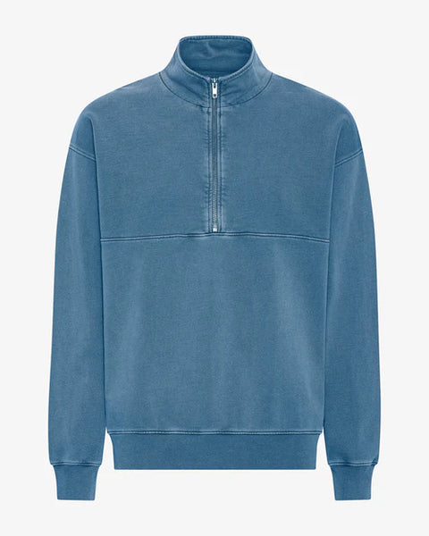 Colorful Standard Organic Mens Quarter Zip Sweatshirt - Faded Indigo