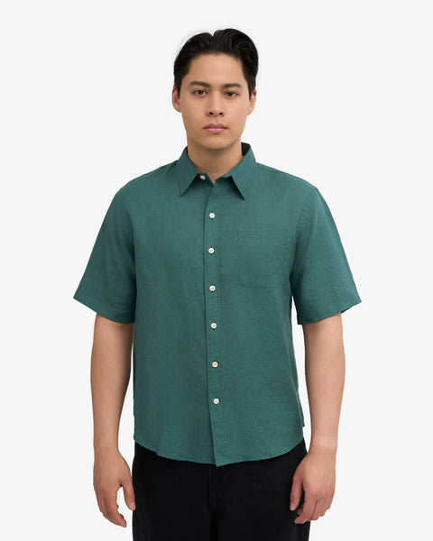 Colorful Standard S/S Linen Shirt - Ocean Green