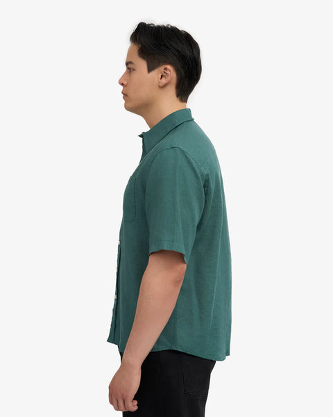 Colorful Standard S/S Linen Shirt - Ocean Green