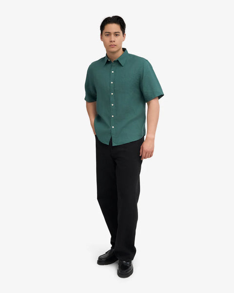 Colorful Standard S/S Linen Shirt - Ocean Green
