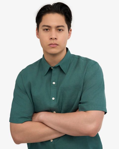 Colorful Standard S/S Linen Shirt - Ocean Green