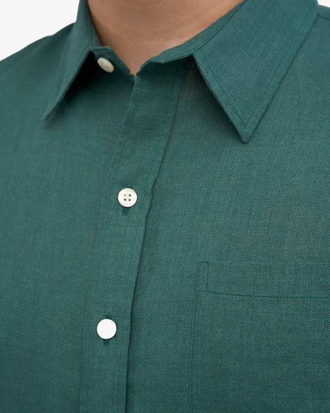 Colorful Standard S/S Linen Shirt - Ocean Green