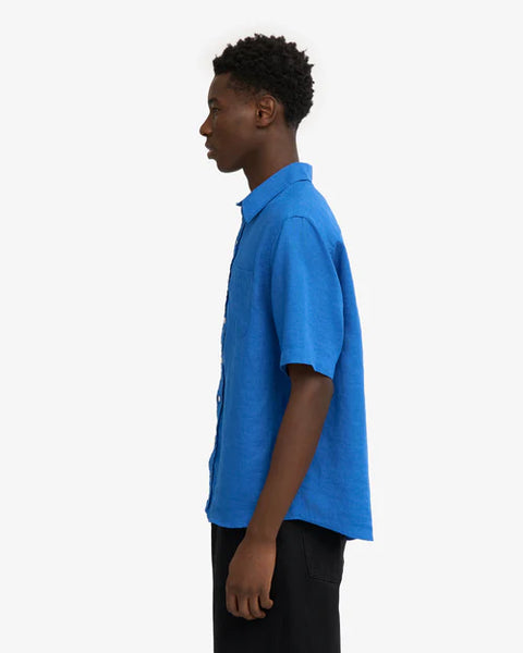 Colorful Standard S/S  Linen Shirt - Pacific blue