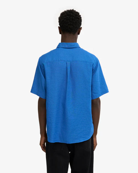Colorful Standard S/S  Linen Shirt - Pacific blue