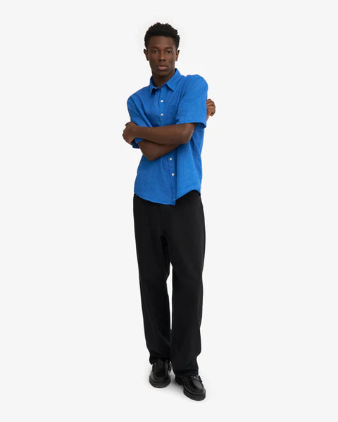 Colorful Standard S/S  Linen Shirt - Pacific blue