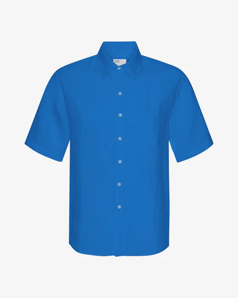 Colorful Standard S/S  Linen Shirt - Pacific blue