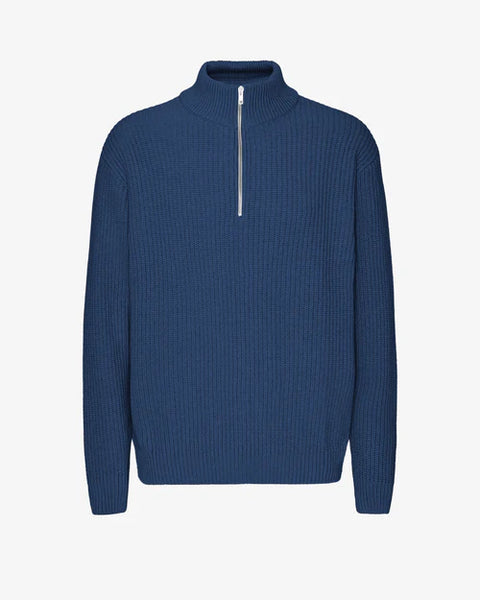 Colorful Standard Merino Quarter Zip - Marine Blue