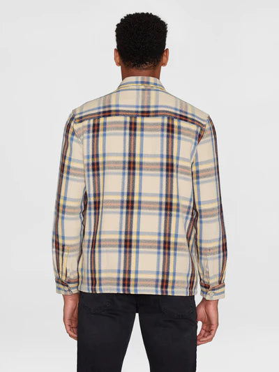 Knowledge Cotton Checked Overshirt - Brown Check