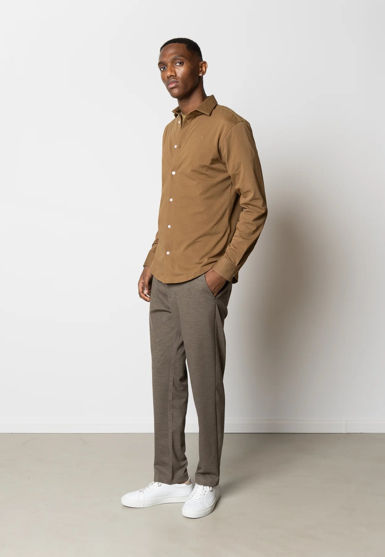 Clean Cut Copenhagen Formal Stretch Shirt - Brown