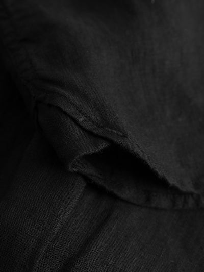 Knowledge Cotton Regular Linen Shirt - Black Jet