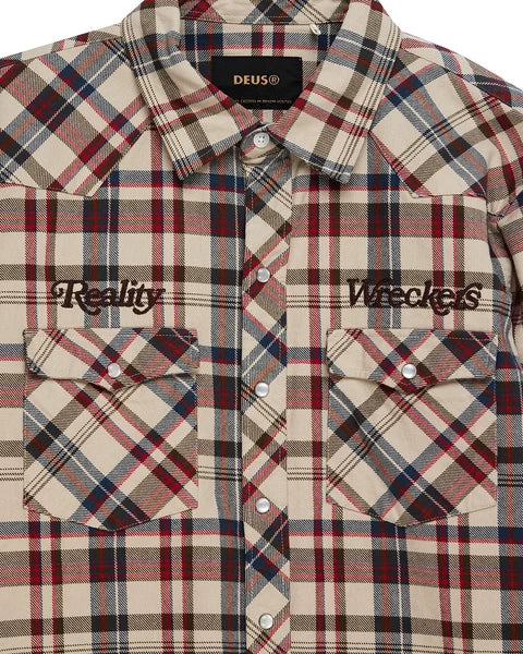 Deua Ex Machina Reality Wreckers Check L/S Shirt - Natural Check