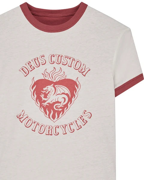 Deus Ex Machina Two Minds Ringer Tee - Dirty White/Red Apple
