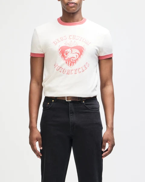 Deus Ex Machina Two Minds Ringer Tee - Dirty White/Red Apple