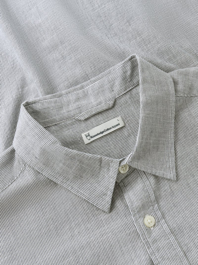 Knowledge Cotton Apparel Dune Striped Shirt - Blue Stripe