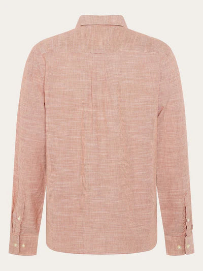 Knowledge Cotton Apparel L/S Striped Shirt - Red Stripe
