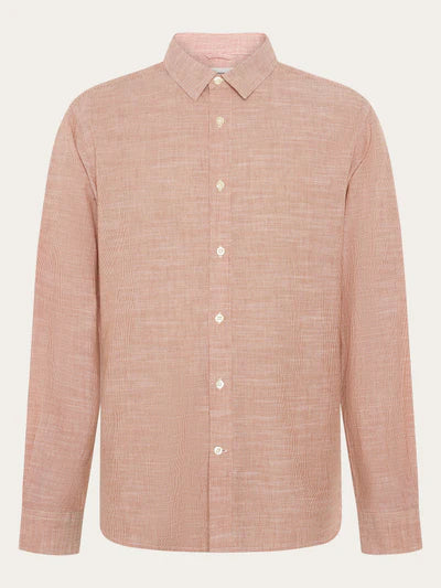 Knowledge Cotton Apparel L/S Striped Shirt - Red Stripe
