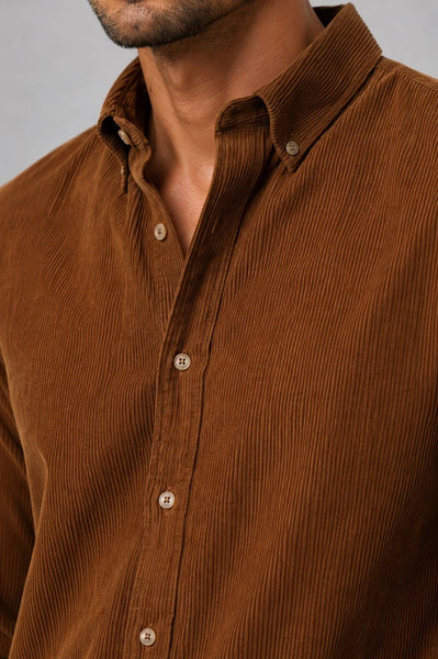 Clean Cut Copenhagen Eske Cord L/S Shirt - Camel