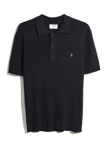 Farah Gerry Rib Knit Polo - True Navy