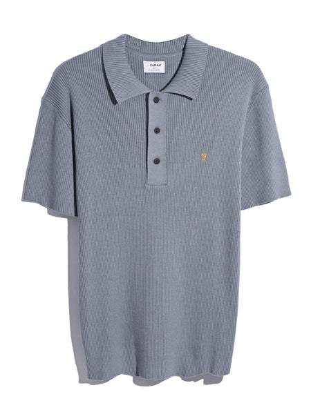 Farah Gerry Rib Knit Polo - Icelandic Blue