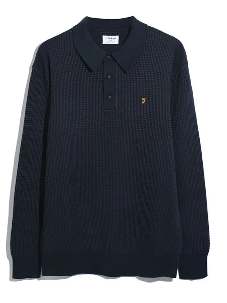 Farah L/S Gateacre Knitted Polo Shirt - True Navy