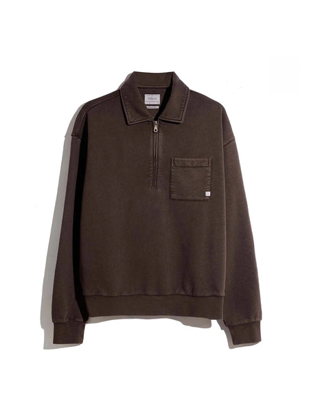 Farah Bellevue Quarter Zip Sweat - Dark Brown