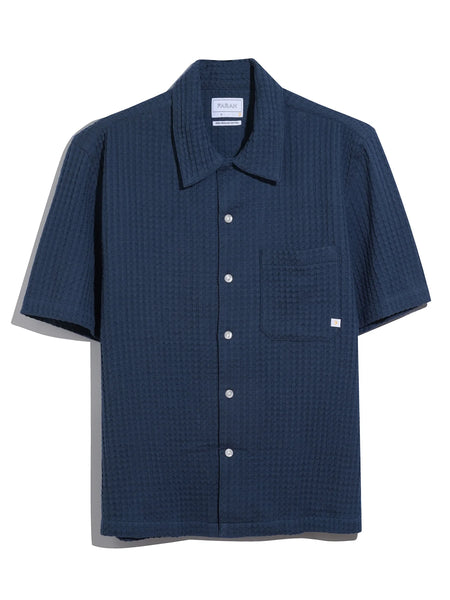 Farah Olsen Waffle S/S Shirt - Aegean Blue