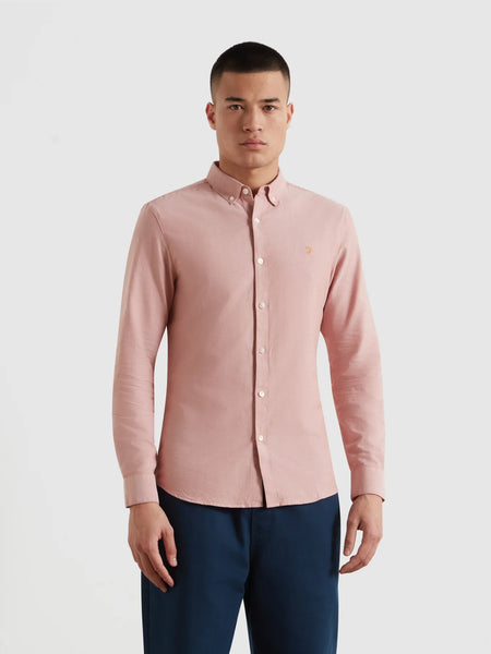Farah Brewer Slim Fit L/S Shirt - Coral Reef
