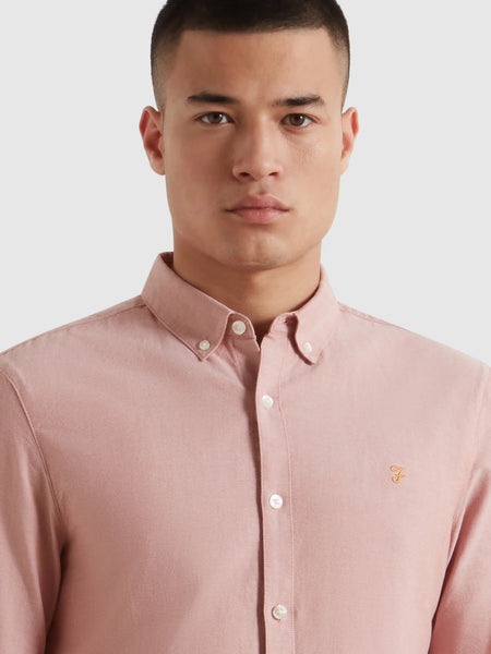 Farah Brewer Slim Fit L/S Shirt - Coral Reef