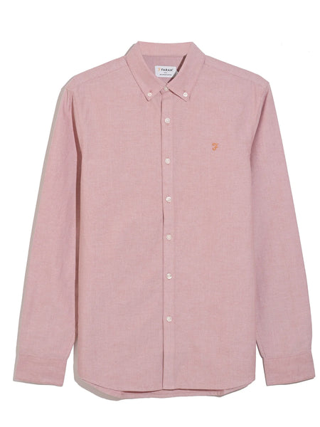 Farah Brewer Slim Fit L/S Shirt - Coral Reef