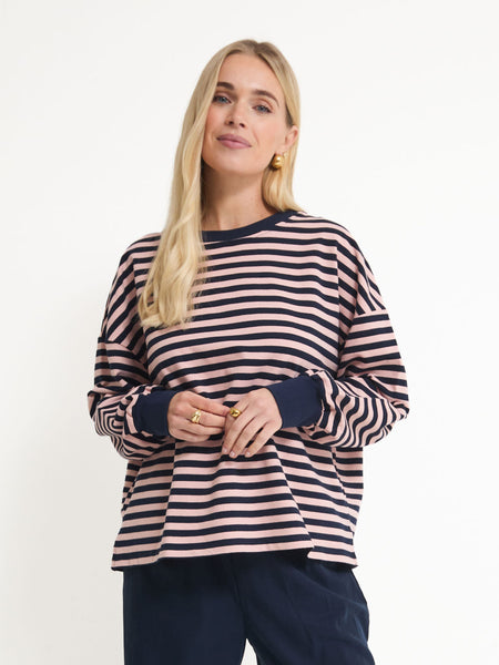 Fika Edit - Cally LS Stripe Top - Pink/Navy