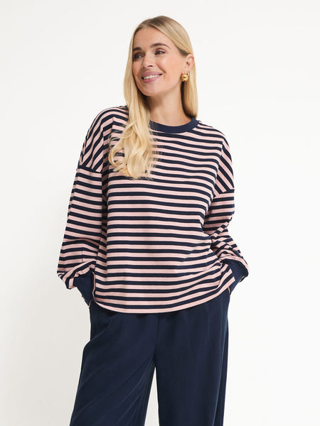 Fika Edit - Cally LS Stripe Top - Pink/Navy