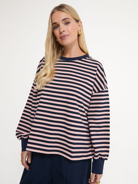 Fika Edit - Cally LS Stripe Top - Pink/Navy