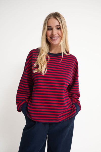 Fika Edit - Cally LS Stripe Top - Red/Navy