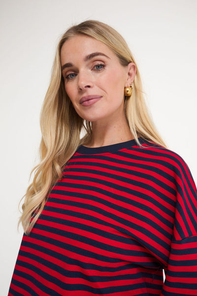 Fika Edit - Cally LS Stripe Top - Red/Navy