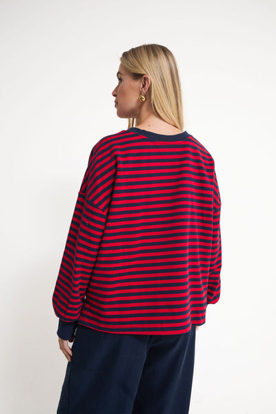 Fika Edit - Cally LS Stripe Top - Red/Navy