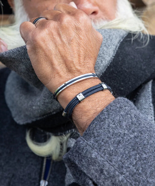 Pig & Hen Little Lewis  Bracelet DBL - Navy/Silver