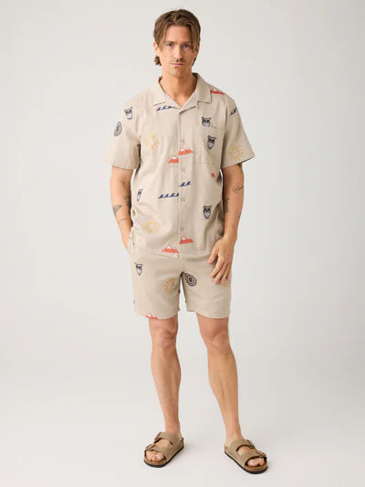 Knowledge Cotton Fig Loose Embroidered Shorts - Light Feather Grey