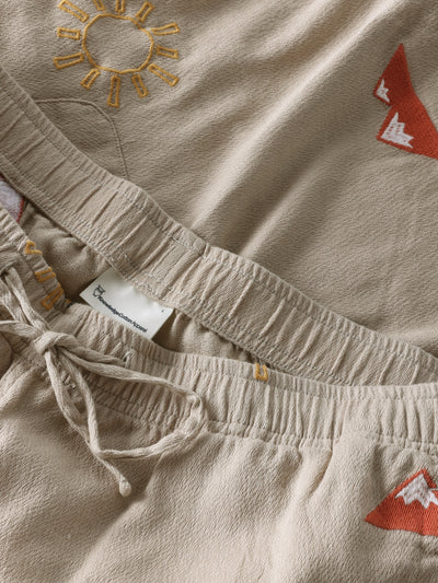 Knowledge Cotton Fig Loose Embroidered Shorts - Light Feather Grey