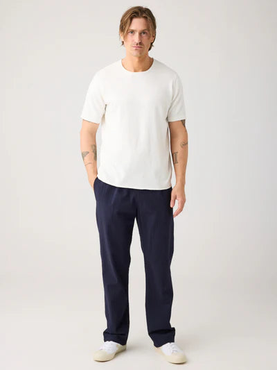 Knowledge Cotton Apparel Loose Seersucker Pants - Night Sky