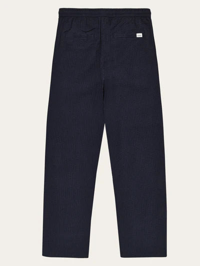 Knowledge Cotton Apparel Loose Seersucker Pants - Night Sky