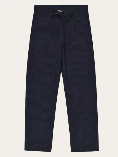 Knowledge Cotton Apparel Loose Seersucker Pants - Night Sky