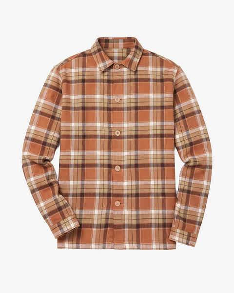 Knowledge Cotton Apparel Flannel Check Overshirt - Beige Check